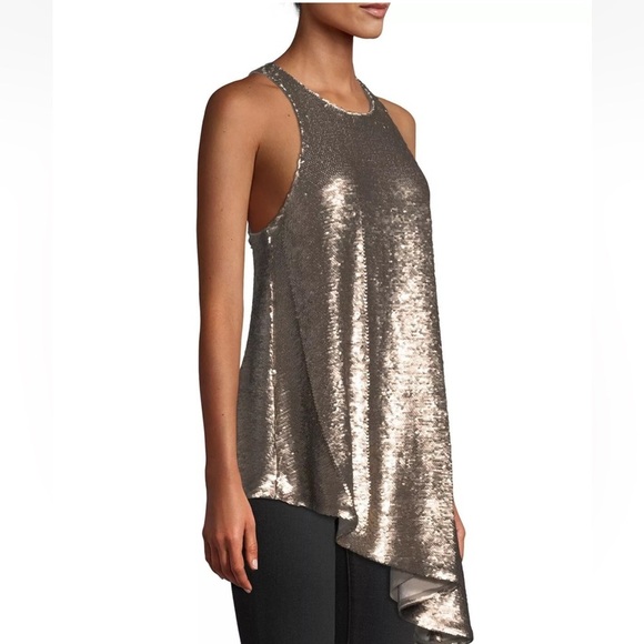 Cinq a sept Dylan Sleeveless Asymmetrical Sequins Top - Picture 3 of 13
